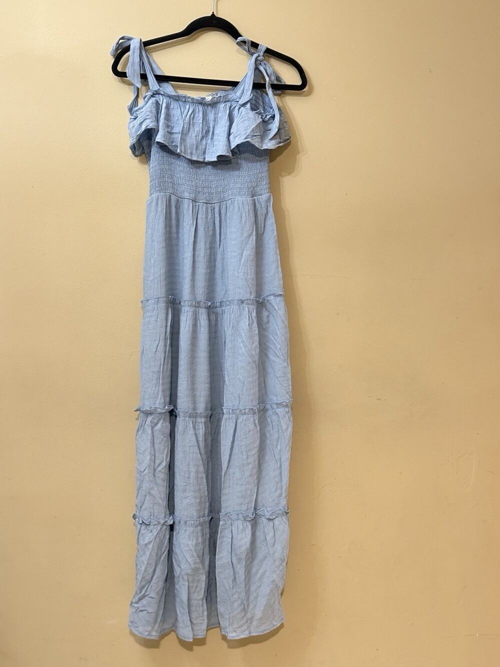 Cottagecore Romantic Coastal Boho Prairie Altard State Smocked Maxi Dress L